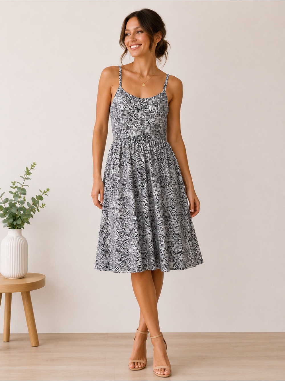 AQUA Animal Print Midi Dress Size M